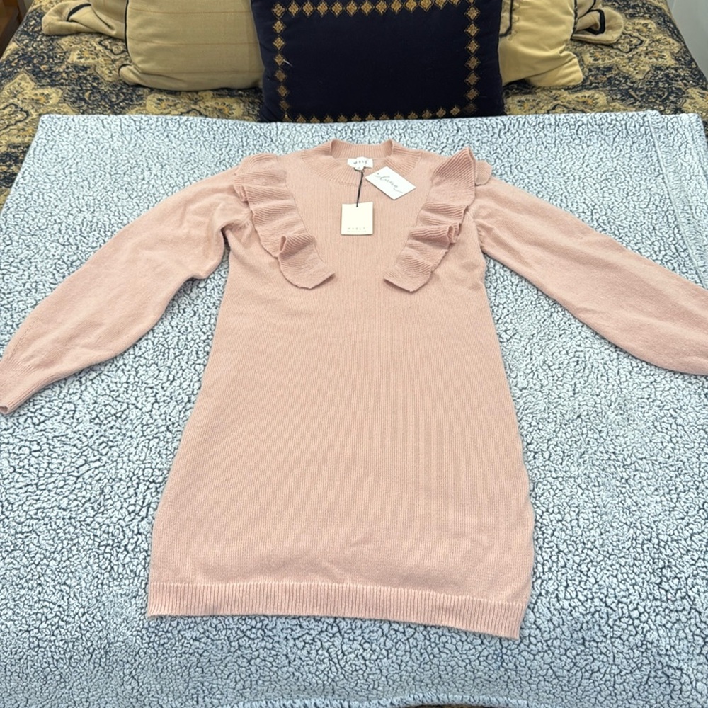 MARBLE, Blush Long Sleeve Dress, Size L, NEW